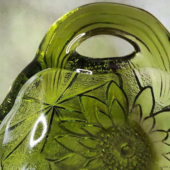 Set of 2 Indiana Glass Oval Relish Dish Olive Depression Glass with Open Handles - Picture 3 of 7